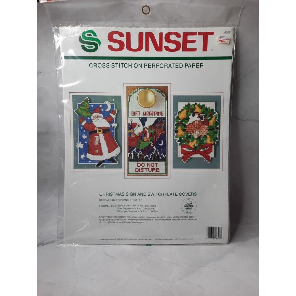 Vintage Dimensions Sunset Cross Stitch Kit Christmas Sign Switchplate Covers